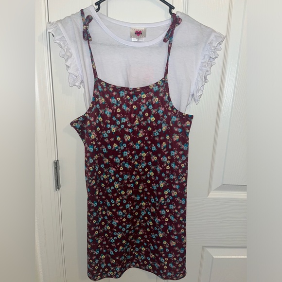 NWT Girl kids floral short dress. Size 10. Purple - Picture 1 of 8